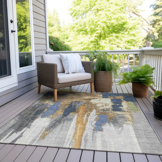 Piper Looms Chantille Abstract ACN1979 Navy Machine Washable Area Rug Outdoor Lifestyle Image Feature