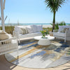 Piper Looms Chantille Abstract ACN1979 Navy Machine Washable Area Rug Round Outdoor Lifestyle Image Feature