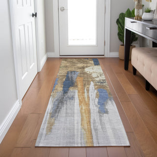 Piper Looms Chantille Abstract ACN1979 Navy Machine Washable Area Rug Runner Lifestyle Image Feature