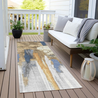Piper Looms Chantille Abstract ACN1979 Navy Machine Washable Area Rug Runner Outdoor Lifestyle Image Feature
