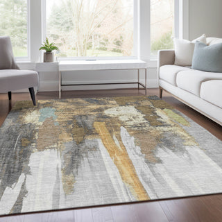 Piper Looms Chantille Abstract ACN1979 Taupe Machine Washable Area Rug Lifestyle Image Feature