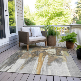 Piper Looms Chantille Abstract ACN1979 Taupe Machine Washable Area Rug Outdoor Lifestyle Image Feature