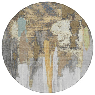 Piper Looms Chantille Abstract ACN1979 Taupe Machine Washable Area Rug Round Main Image
