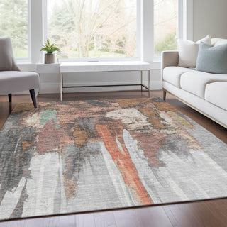 Piper Looms Chantille Abstract ACN1979 Terracotta Machine Washable Area Rug Lifestyle Image Feature