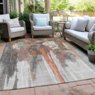 Piper Looms Chantille Abstract ACN1979 Terracotta Machine Washable Area Rug Outdoor Lifestyle Image Feature