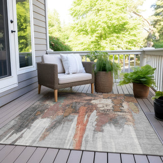 Piper Looms Chantille Abstract ACN1979 Terracotta Machine Washable Area Rug Outdoor Lifestyle Image Feature