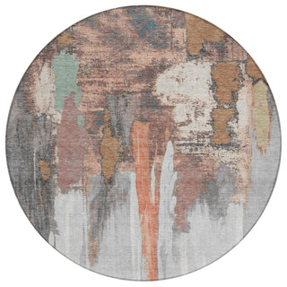 Piper Looms Chantille Abstract ACN1979 Terracotta Machine Washable Area Rug Round Main Image
