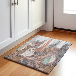 Piper Looms Chantille Abstract ACN1979 Terracotta Machine Washable Area Rug Scatter Lifestyle Image Feature