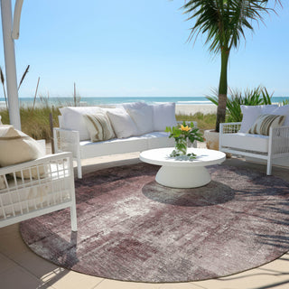 Piper Looms Chantille Abstract ACN1980 Blush Machine Washable Area Rug Round Outdoor Lifestyle Image Feature