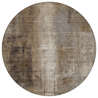 Piper Looms Chantille Abstract ACN1980 Brown Machine Washable Area Rug Round Main Image