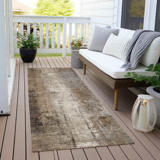 Piper Looms Chantille Abstract ACN1980 Brown Machine Washable Area Rug Runner Outdoor Lifestyle Image Feature