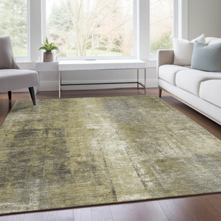Piper Looms Chantille Abstract ACN1980 Gold Machine Washable Area Rug Lifestyle Image Feature