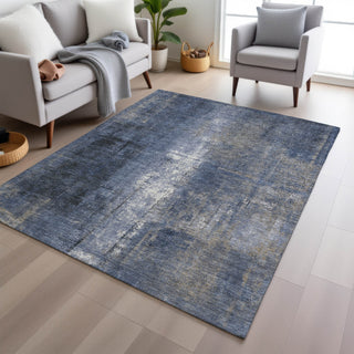 Piper Looms Chantille Abstract ACN1980 Navy Machine Washable Area Rug Lifestyle Image Feature