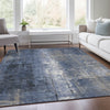 Piper Looms Chantille Abstract ACN1980 Navy Machine Washable Area Rug Lifestyle Image Feature