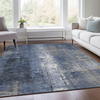 Piper Looms Chantille Abstract ACN1980 Navy Machine Washable Area Rug Lifestyle Image Feature
