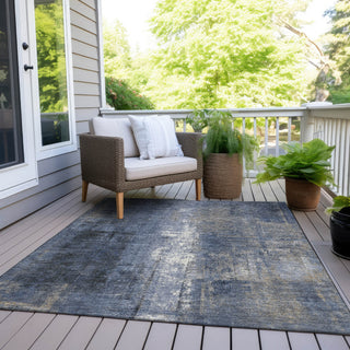 Piper Looms Chantille Abstract ACN1980 Navy Machine Washable Area Rug Outdoor Lifestyle Image Feature