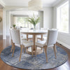 Piper Looms Chantille Abstract ACN1980 Navy Machine Washable Area Rug Round Lifestyle Image Feature
