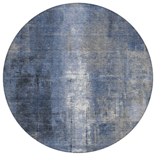 Piper Looms Chantille Abstract ACN1980 Navy Machine Washable Area Rug Round Main Image