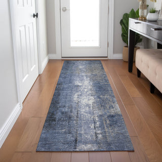 Piper Looms Chantille Abstract ACN1980 Navy Machine Washable Area Rug Runner Lifestyle Image Feature
