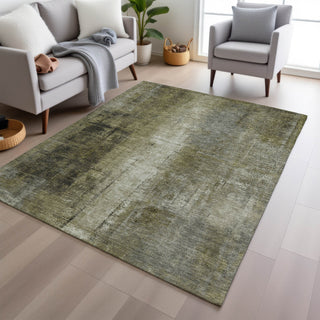 Piper Looms Chantille Abstract ACN1980 Olive Machine Washable Area Rug Lifestyle Image Feature