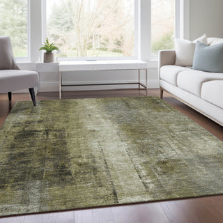 Piper Looms Chantille Abstract ACN1980 Olive Machine Washable Area Rug Lifestyle Image Feature