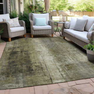 Piper Looms Chantille Abstract ACN1980 Olive Machine Washable Area Rug Outdoor Lifestyle Image Feature