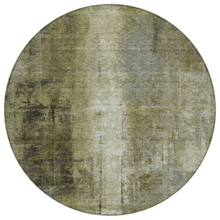 Piper Looms Chantille Abstract ACN1980 Olive Machine Washable Area Rug Round Main Image