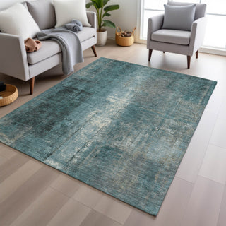 Piper Looms Chantille Abstract ACN1980 Teal Machine Washable Area Rug Lifestyle Image Feature