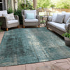 Piper Looms Chantille Abstract ACN1980 Teal Machine Washable Area Rug Outdoor Lifestyle Image Feature