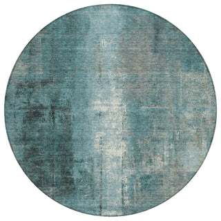 Piper Looms Chantille Abstract ACN1980 Teal Machine Washable Area Rug Round Main Image