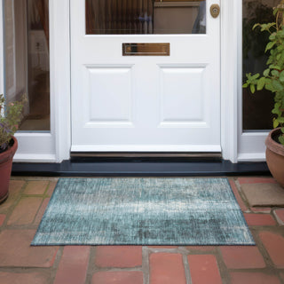 Piper Looms Chantille Abstract ACN1980 Teal Machine Washable Area Rug Scatter Outdoor Lifestyle Image Feature