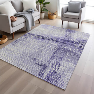 Piper Looms Chantille Stripes ACN1981 Lavender Machine Washable Area Rug Lifestyle Image Feature