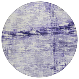 Piper Looms Chantille Stripes ACN1981 Lavender Machine Washable Area Rug Round Main Image