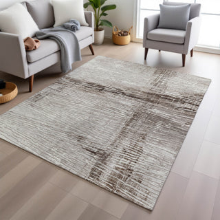 Piper Looms Chantille Stripes ACN1981 Taupe Machine Washable Area Rug Lifestyle Image Feature