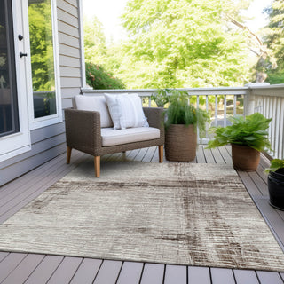 Piper Looms Chantille Stripes ACN1981 Taupe Machine Washable Area Rug Outdoor Lifestyle Image Feature