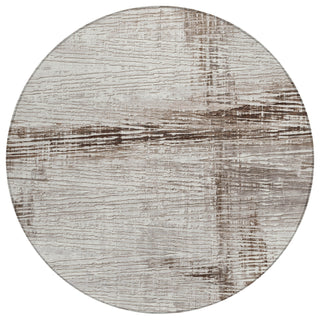 Piper Looms Chantille Stripes ACN1981 Taupe Machine Washable Area Rug Round Main Image