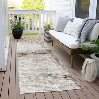 Piper Looms Chantille Stripes ACN1981 Taupe Machine Washable Area Rug Runner Outdoor Lifestyle Image Feature