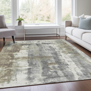 Piper Looms Chantille Abstract ACN1982 Beige Machine Washable Area Rug Lifestyle Image Feature