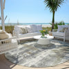 Piper Looms Chantille Abstract ACN1982 Beige Machine Washable Area Rug Round Outdoor Lifestyle Image Feature