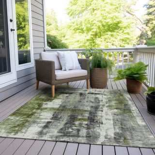 Piper Looms Chantille Abstract ACN1982 Olive Machine Washable Area Rug Outdoor Lifestyle Image Feature