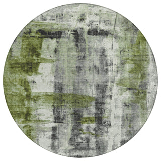 Piper Looms Chantille Abstract ACN1982 Olive Machine Washable Area Rug Round Main Image