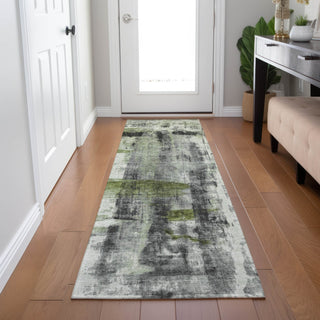 Piper Looms Chantille Abstract ACN1982 Olive Machine Washable Area Rug Runner Lifestyle Image Feature