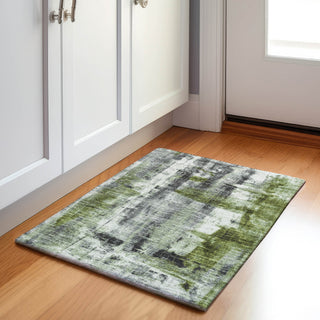 Piper Looms Chantille Abstract ACN1982 Olive Machine Washable Area Rug Scatter Lifestyle Image Feature