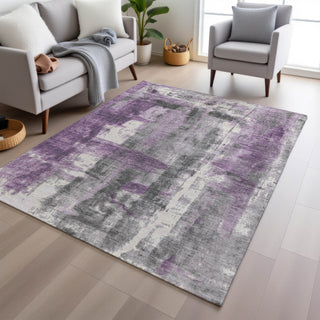 Piper Looms Chantille Abstract ACN1982 Purple Machine Washable Area Rug Lifestyle Image Feature