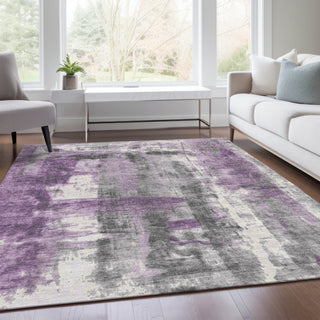Piper Looms Chantille Abstract ACN1982 Purple Machine Washable Area Rug Lifestyle Image Feature