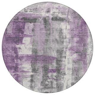 Piper Looms Chantille Abstract ACN1982 Purple Machine Washable Area Rug Round Main Image