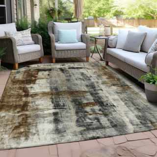 Piper Looms Chantille Abstract ACN1982 Taupe Machine Washable Area Rug Outdoor Lifestyle Image Feature