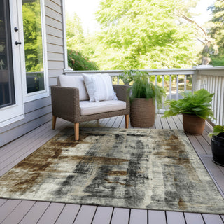 Piper Looms Chantille Abstract ACN1982 Taupe Machine Washable Area Rug Outdoor Lifestyle Image Feature