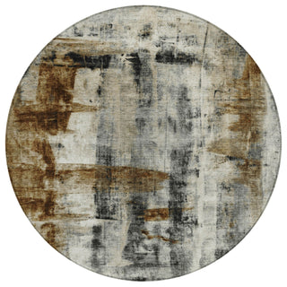 Piper Looms Chantille Abstract ACN1982 Taupe Machine Washable Area Rug Round Main Image