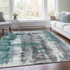 Piper Looms Chantille Abstract ACN1982 Teal Machine Washable Area Rug Lifestyle Image Feature